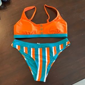 Orange, Teal and White Bikini